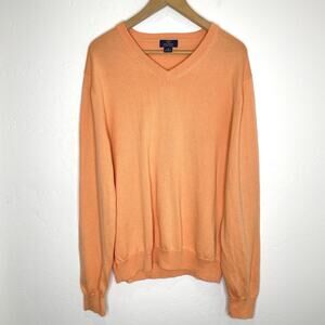 Brooks Brothers 346 Supima Cotton Sweater Mens Medium Orange V Neck